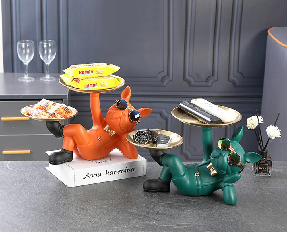 Bulvario DekoDog | Bulldoggen Figur Modern | Kunstharz Dekoobjekt | Ablageschale & Hingucker | Für Zuhause & Büro