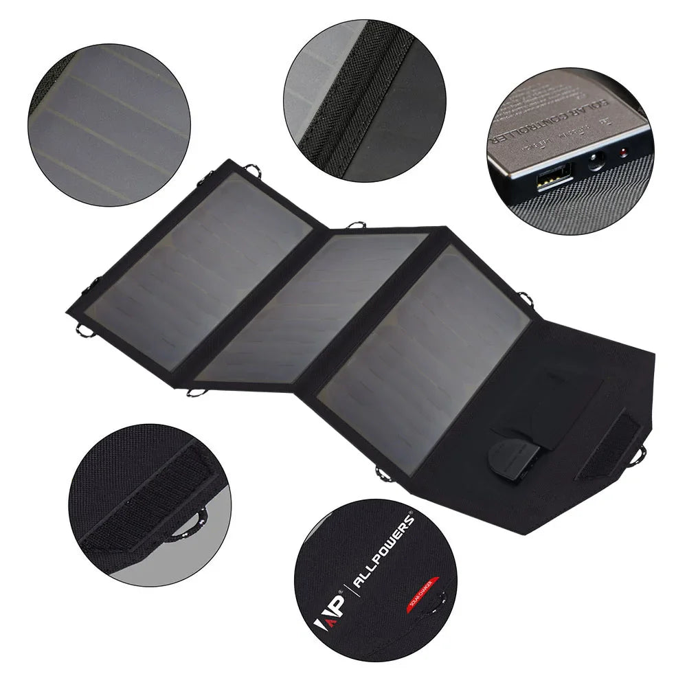PowerSolar 21 | Kompaktes Solarladegerät | 10.000mAh Akku | Dual USB + USB-C Schnellladung | Faltbar & Wasserdicht