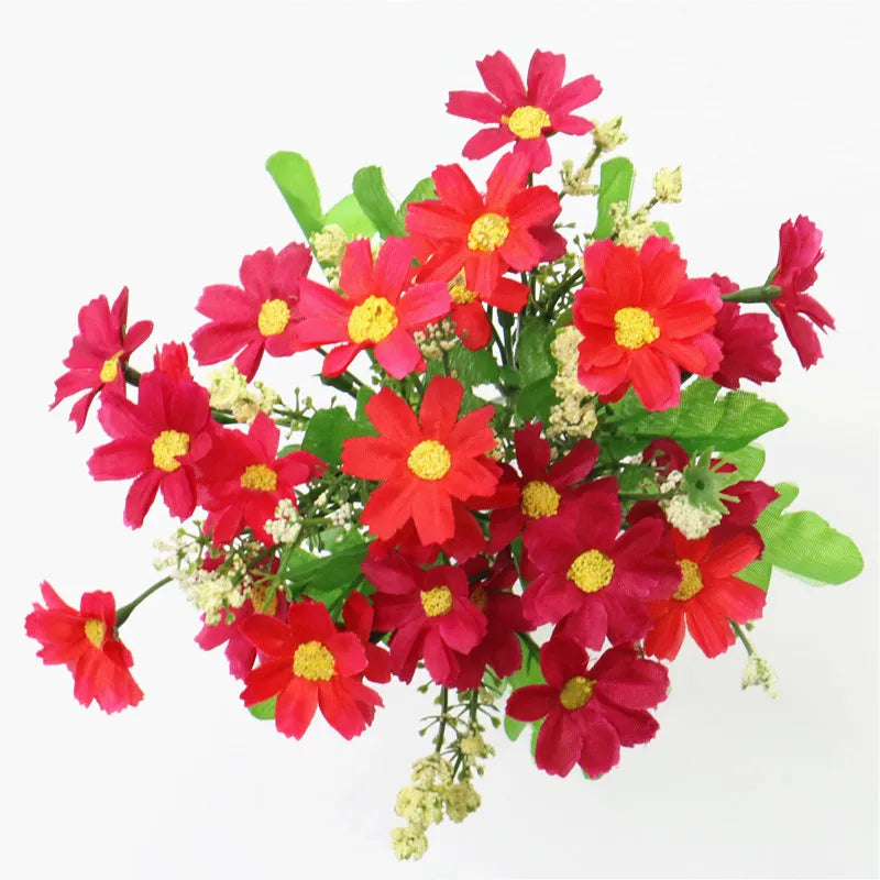 Floraviva Daisy | Kunstblumenstrauß | 7 Zweige mit 28 Gänseblümchen | Seidenoptik