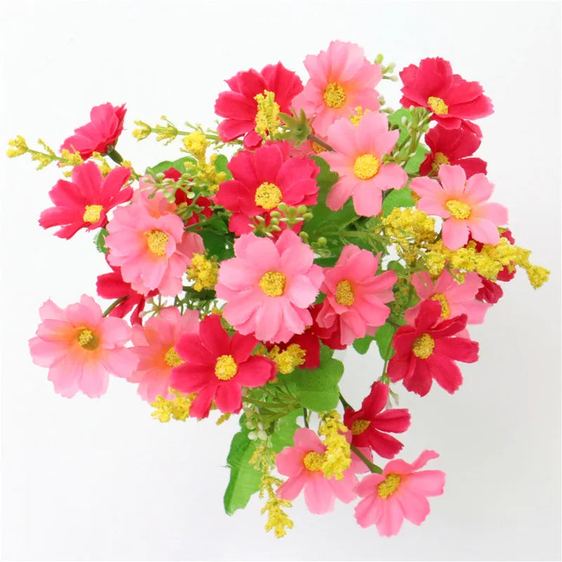 Floraviva Daisy | Kunstblumenstrauß | 7 Zweige mit 28 Gänseblümchen | Seidenoptik