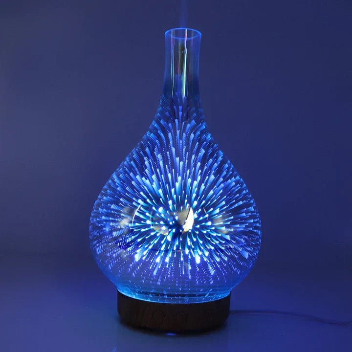 LumaAura | Aromadiffusor mit LED & 3D-Glaseffekt | Farbwechsel & Timer | 500ml Wassertank