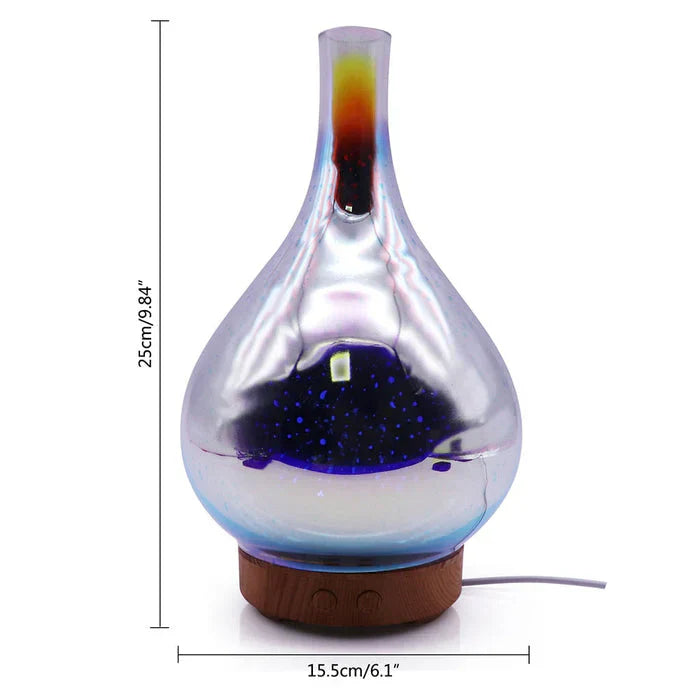 LumaAura | Aromadiffusor mit LED & 3D-Glaseffekt | Farbwechsel & Timer | 500ml Wassertank
