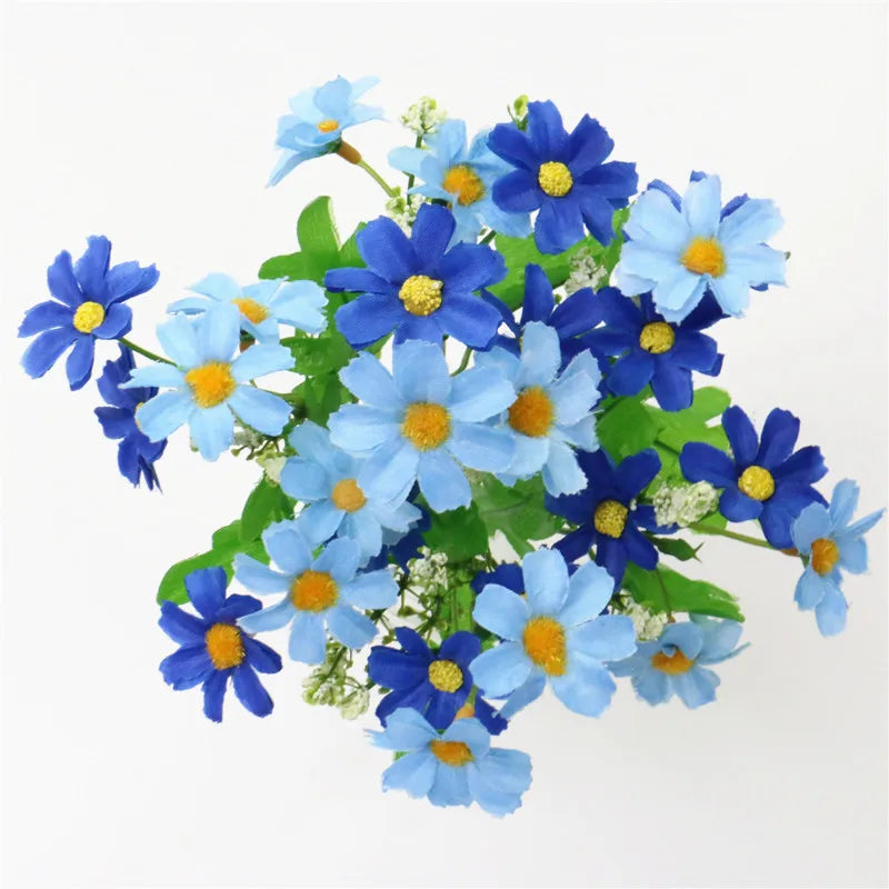 Floraviva Daisy | Kunstblumenstrauß | 7 Zweige mit 28 Gänseblümchen | Seidenoptik
