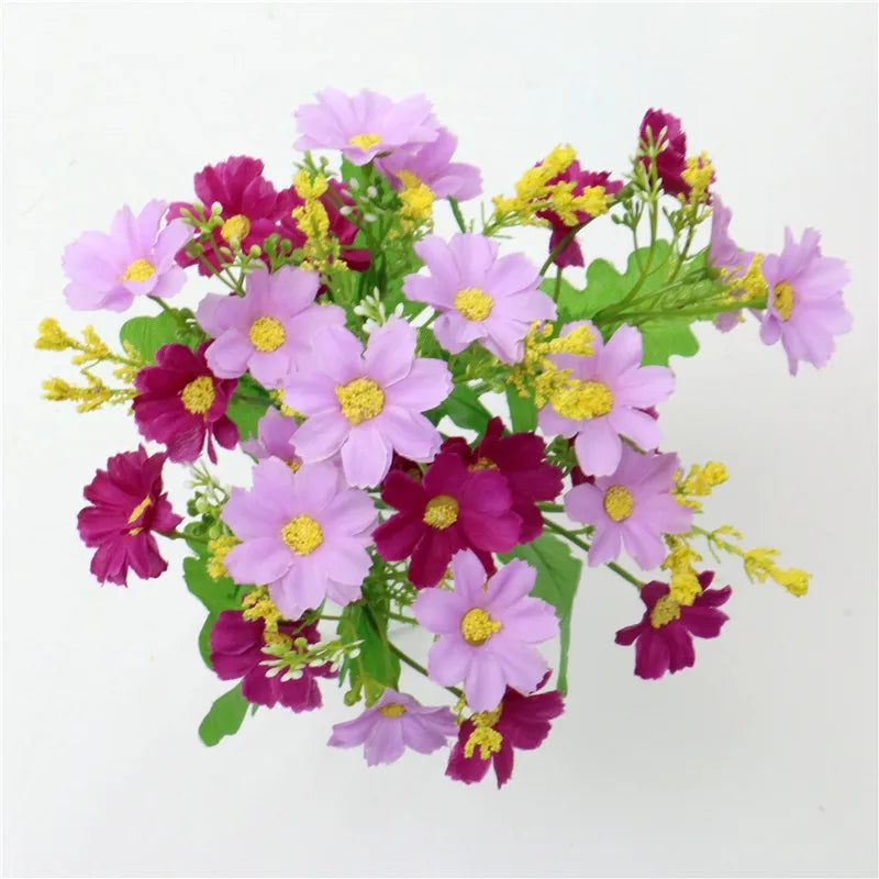 Floraviva Daisy | Kunstblumenstrauß | 7 Zweige mit 28 Gänseblümchen | Seidenoptik