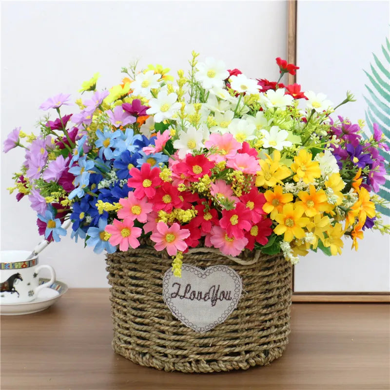 Floraviva Daisy | Kunstblumenstrauß | 7 Zweige mit 28 Gänseblümchen | Seidenoptik