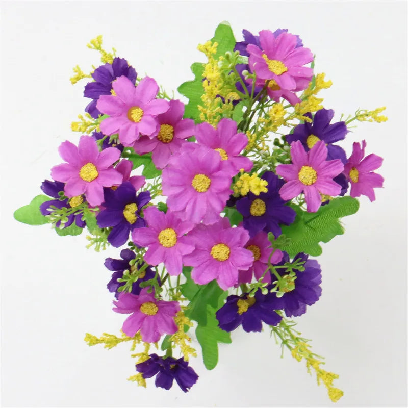 Floraviva Daisy | Kunstblumenstrauß | 7 Zweige mit 28 Gänseblümchen | Seidenoptik