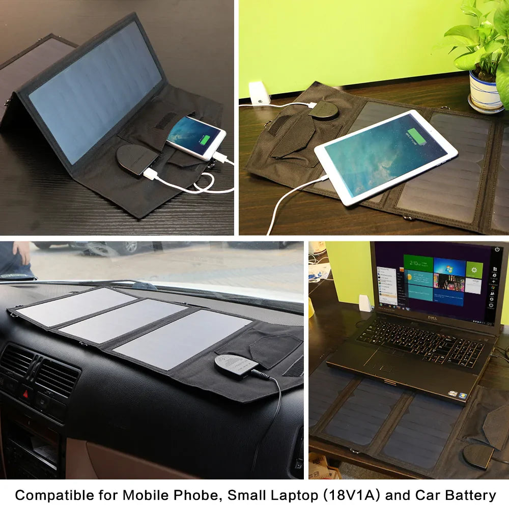 PowerSolar 21 | Kompaktes Solarladegerät | 10.000mAh Akku | Dual USB + USB-C Schnellladung | Faltbar & Wasserdicht