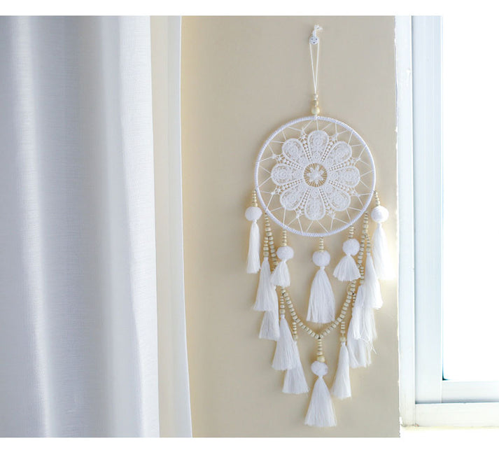 Solmara Boho Traumfänger | Sonne & Mond Design | Handgeknüpft aus Baumwolle | Spirituelle Wanddeko