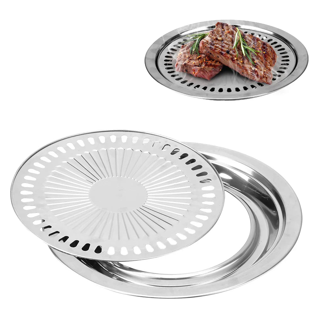 Grillara Grillpfanne aus Edelstahl | Antihaftbeschichtet | Rauchfrei mit Wasserrinne | Vielseitig Einsetzbar