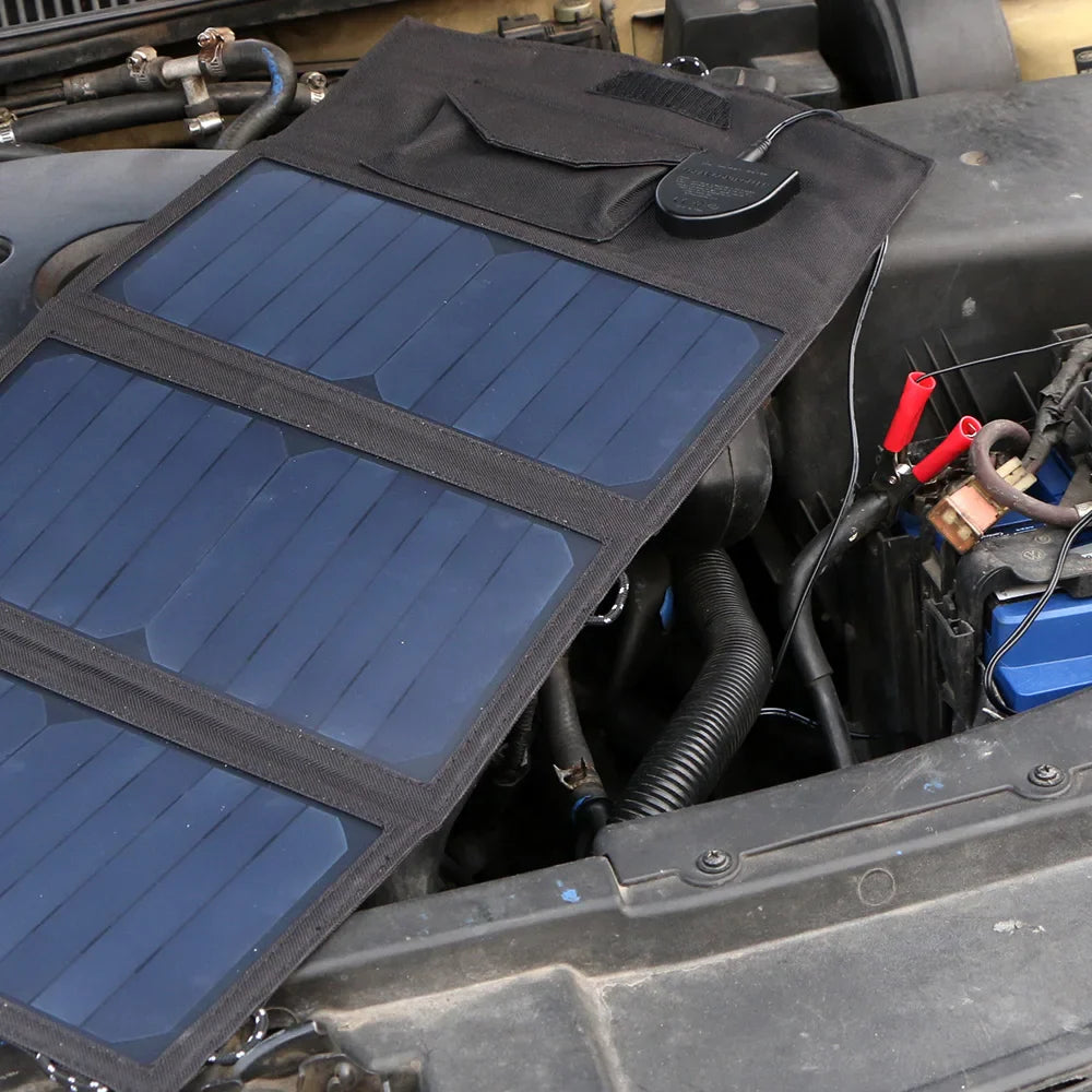 PowerSolar 21 | Kompaktes Solarladegerät | 10.000mAh Akku | Dual USB + USB-C Schnellladung | Faltbar & Wasserdicht