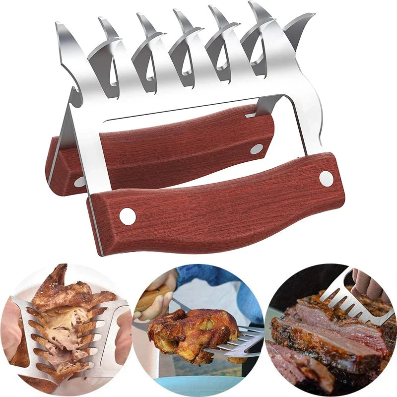 GrillMaster Pro Fleischkrallen | Edelstahl | Ergonomischer Holzgriff