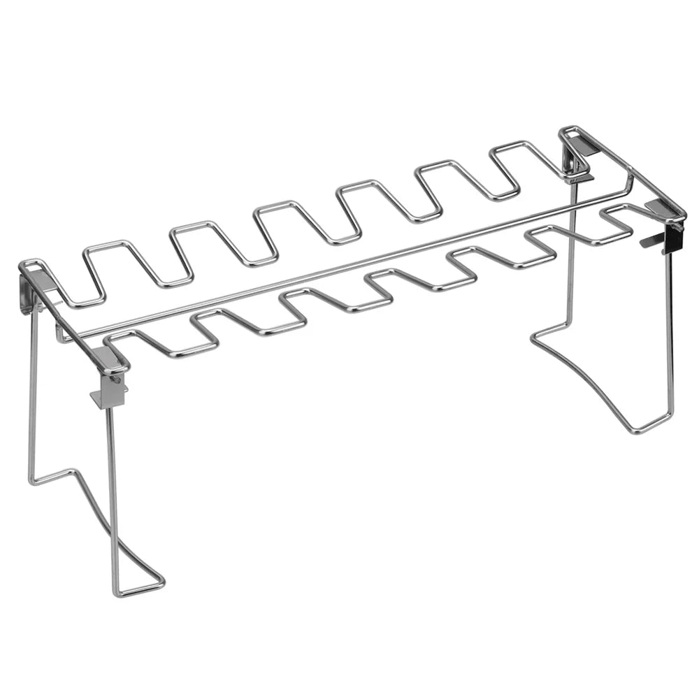 Flammora GrillRack | BBQ-Rost mit Thermometer | Antihaft & Edelstahl | Für Hähnchenkeulen & Rippchen