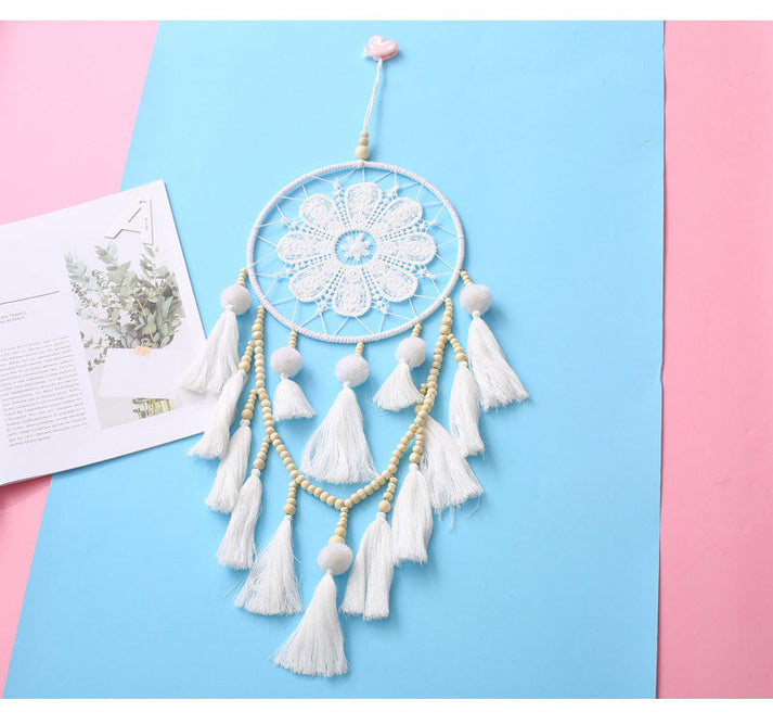 Solmara Boho Traumfänger | Sonne & Mond Design | Handgeknüpft aus Baumwolle | Spirituelle Wanddeko