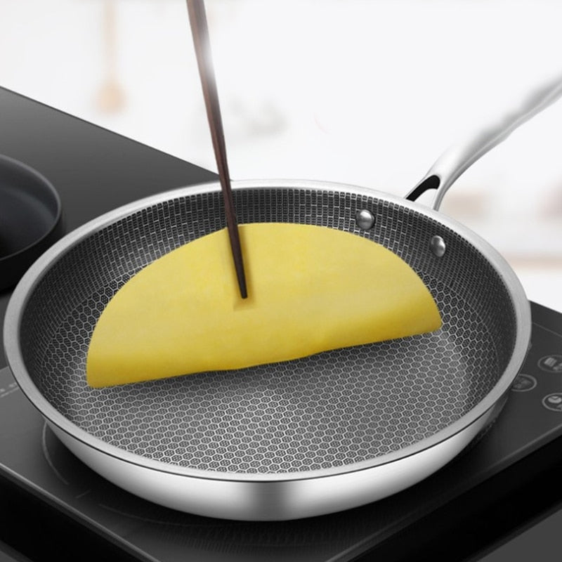 ChefLuxe | Edelstahl-Antihaft-Bratpfanne | Wabenstruktur | Ergonomischer Griff