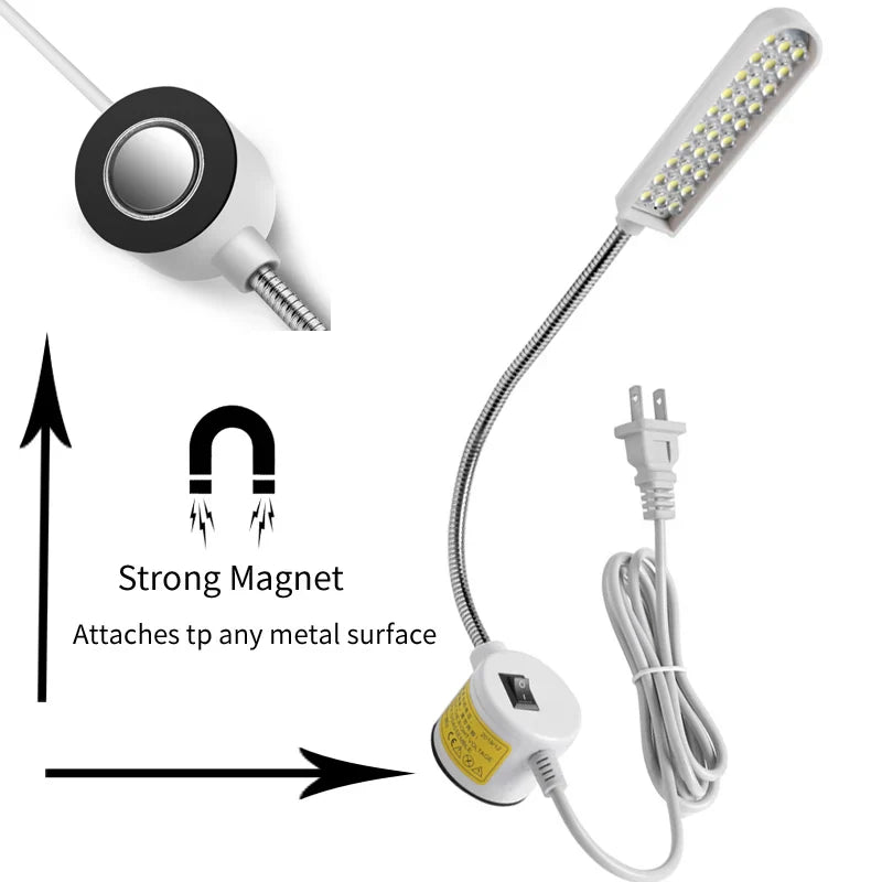 BrightFlex LED-Arbeitsleuchte | Magnetischer Standfuß | Flexibler Schwanenhals | Präzisionsbeleuchtung für Werkstatt & Nähmaschinen