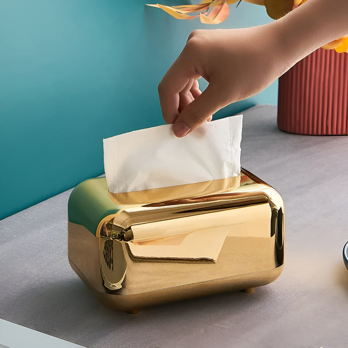 Glanzivo Taschentuchbox | Goldene Spiegeloptik | Elegant & Robust | Für Alle Boxen