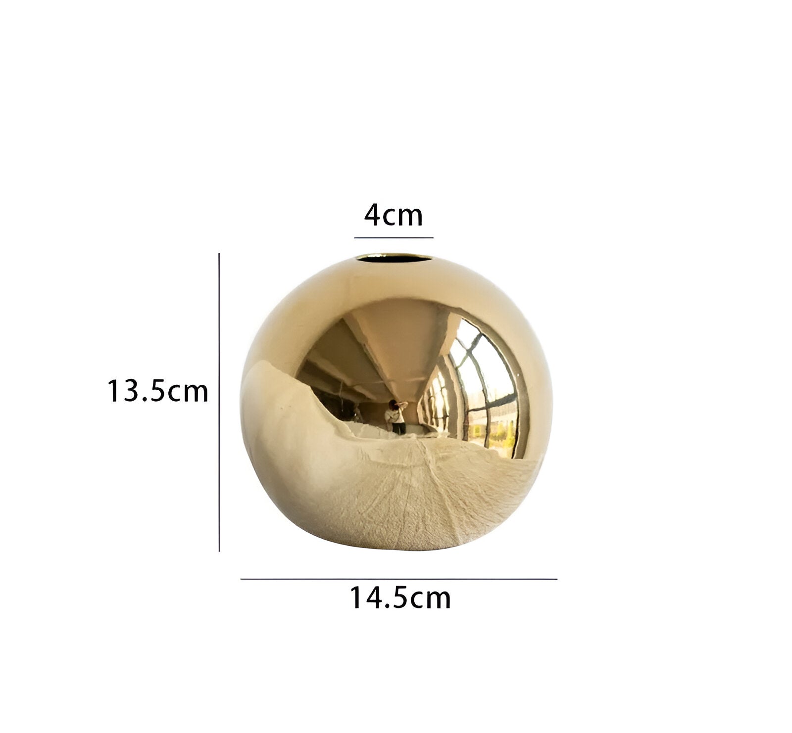 Vazella Keramikvase Gold | Rund & Glänzend | Luxuriöses Designobjekt | Für Blumen & Dekoration