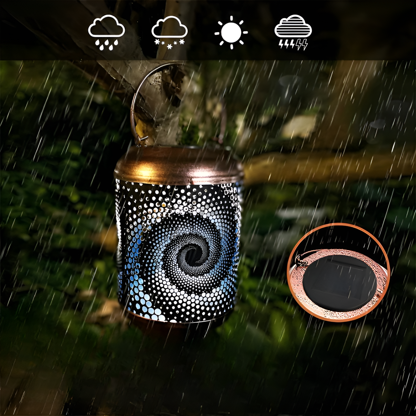 LumaGarden SpiralLight | Solarbetriebene Projektionsleuchte | Dekoratives Eisen-Design