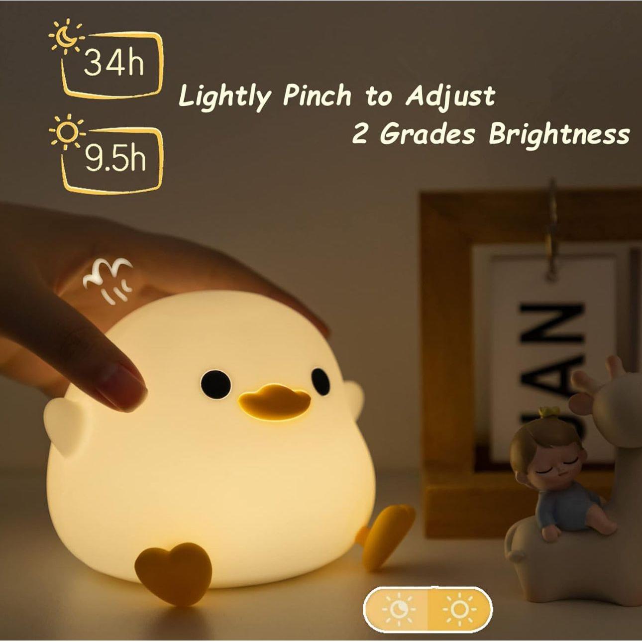 GlowDuck Mini | LED-Nachtlicht Ente | Weiches Silikon | Wiederaufladbar via USB