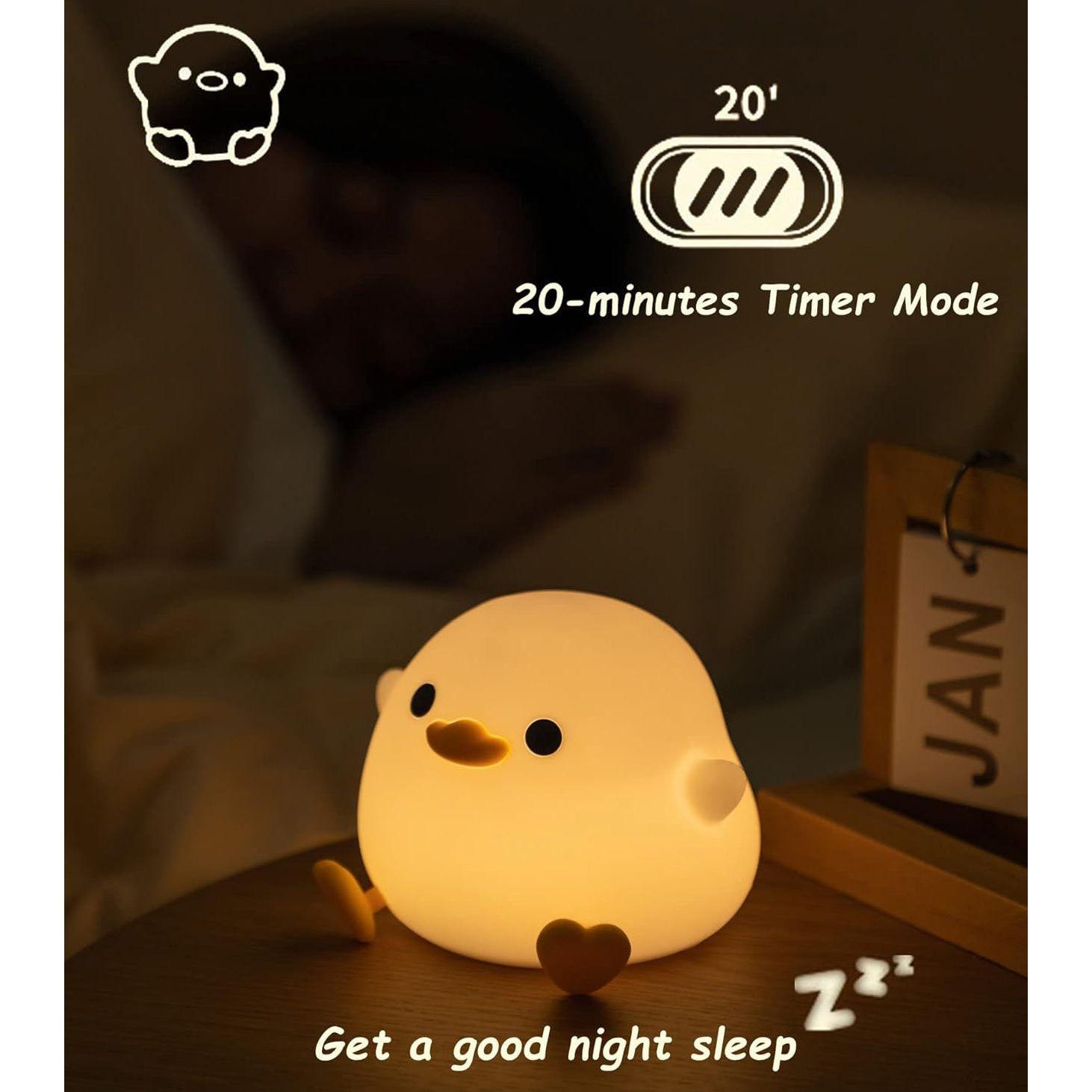 GlowDuck Mini | LED-Nachtlicht Ente | Weiches Silikon | Wiederaufladbar via USB