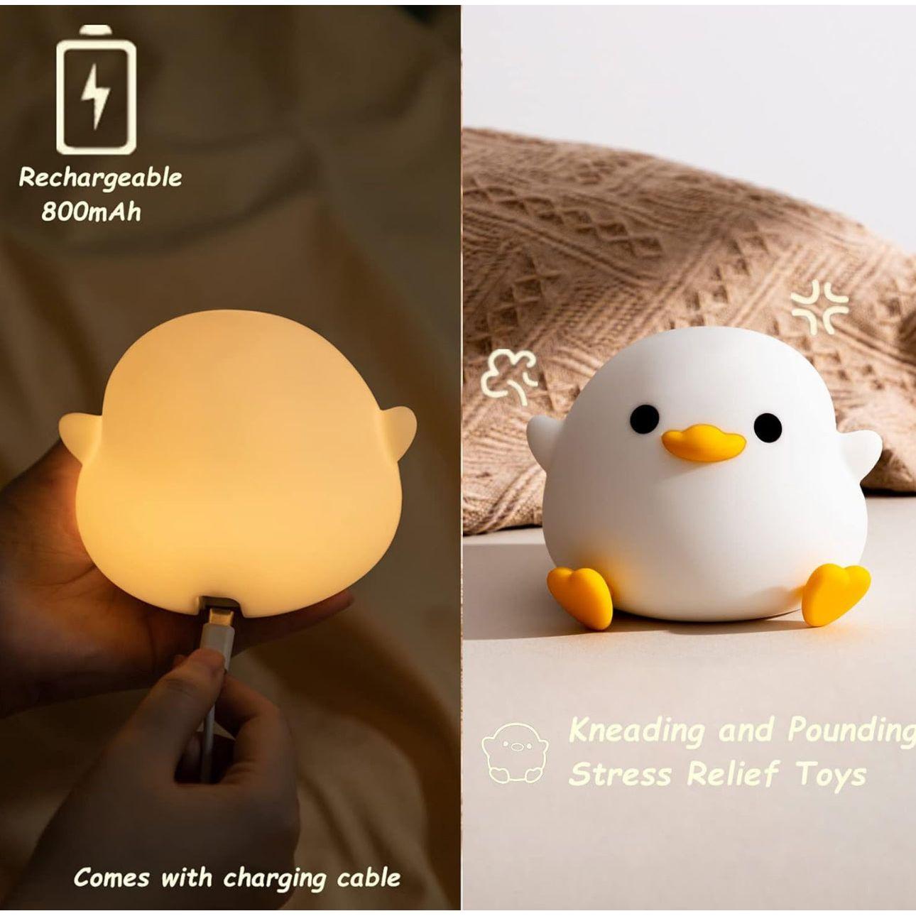 GlowDuck Mini | LED-Nachtlicht Ente | Weiches Silikon | Wiederaufladbar via USB