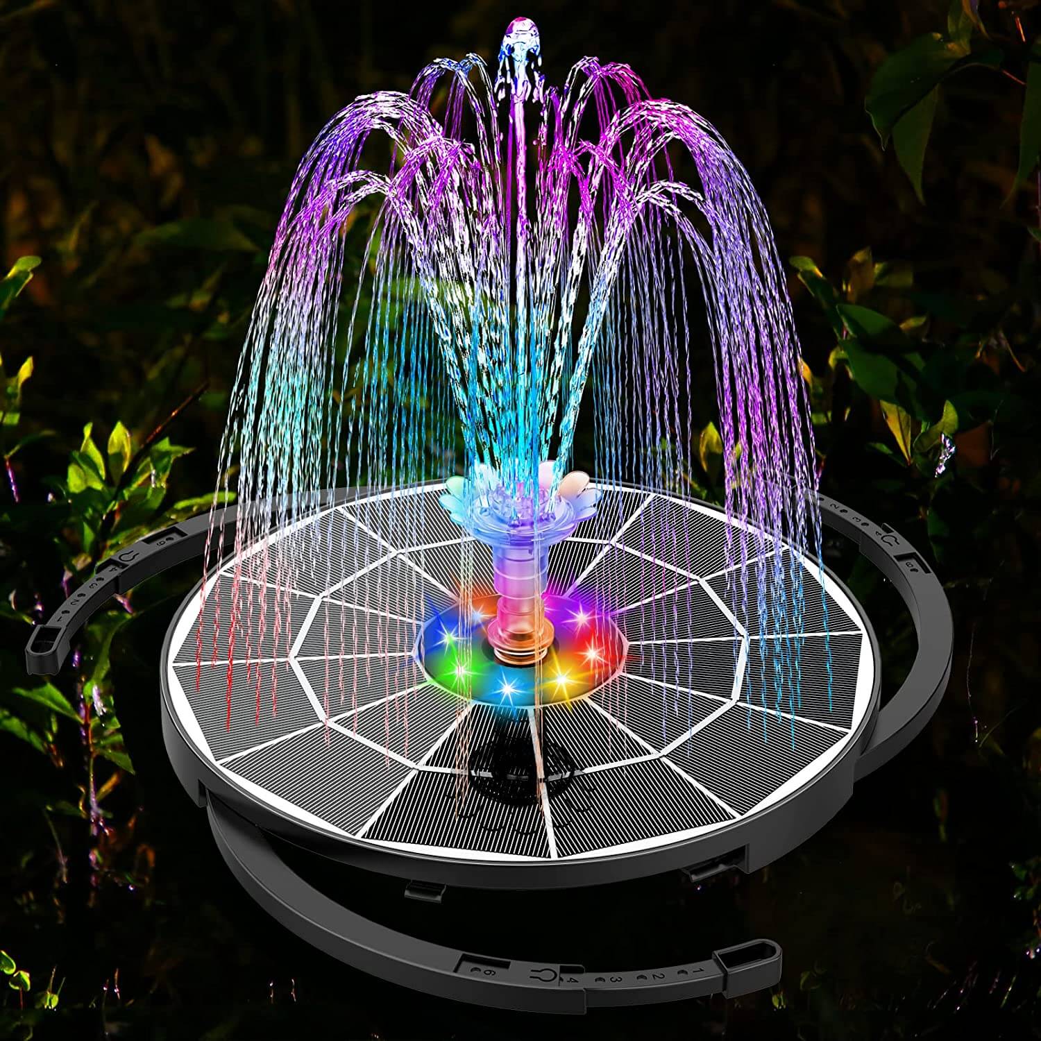 WaterGlow – Solarbrunnen mit LED & 4 Wasserstrahlmustern!