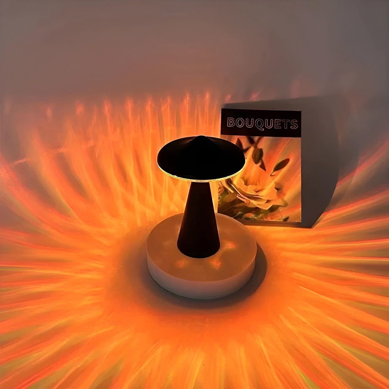 Lunova Pilz LED Tischlampe | Wiederaufladbar & Tragbar | Warmes Licht & Touch-Steuerung | Modernes Design