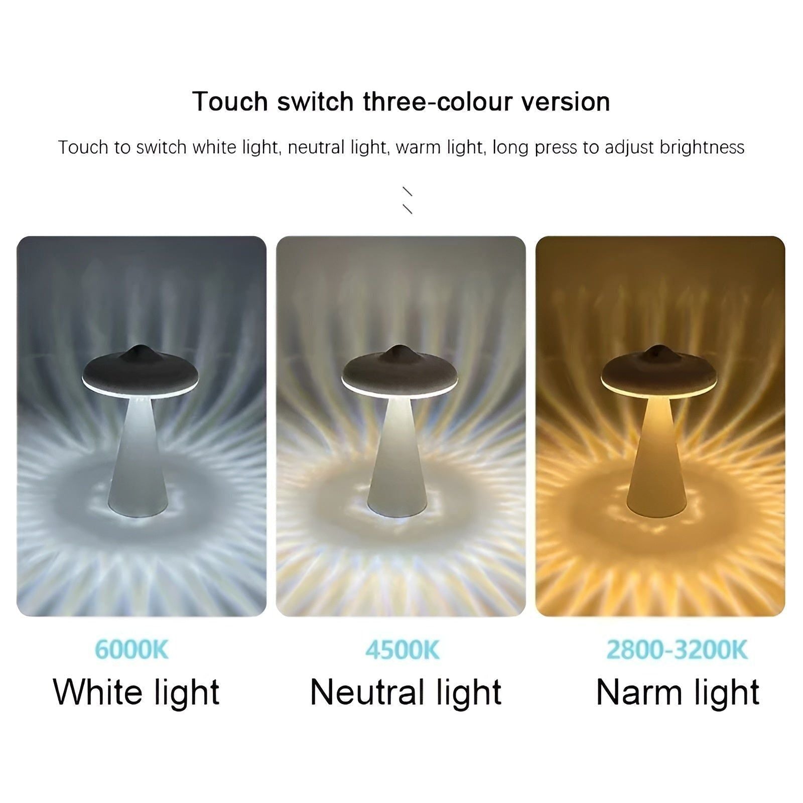 Lunova Pilz LED Tischlampe | Wiederaufladbar & Tragbar | Warmes Licht & Touch-Steuerung | Modernes Design