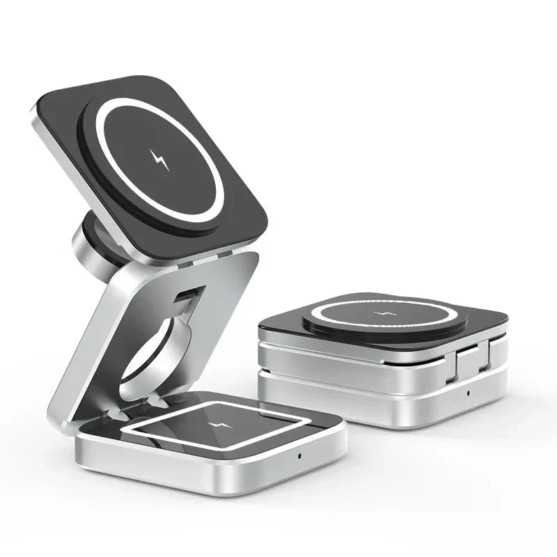 Voltura Charge | 3-in-1 Kabelloses Ladepad | Faltbar & Magnetisch | Für Smartphone, Uhr & Earbuds