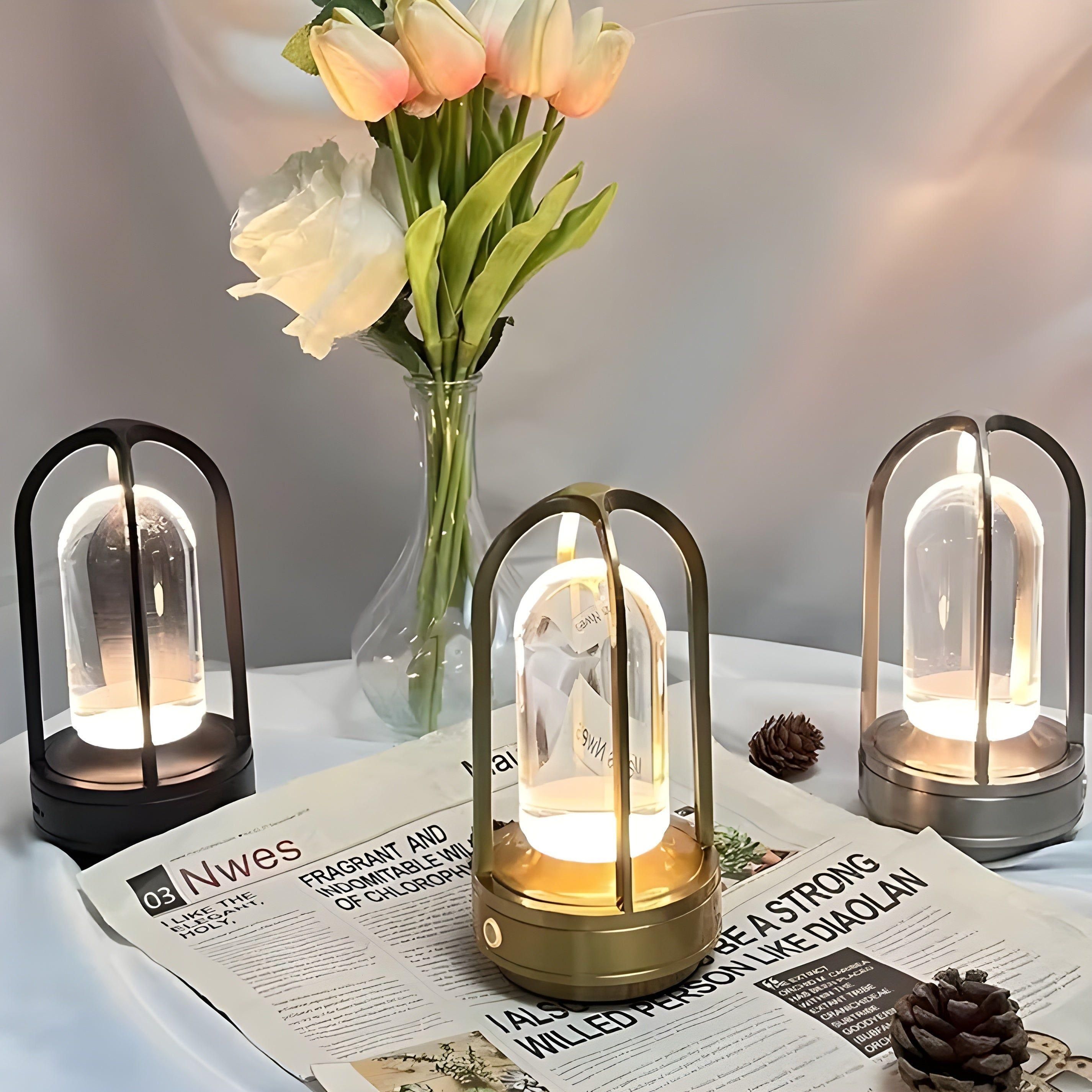 Aurelo TableGlow | Kabellose Designlampe | Touch-Dimmer & LED | Für Wohnzimmer & Schlafzimmer | Stilvoll & flexibel