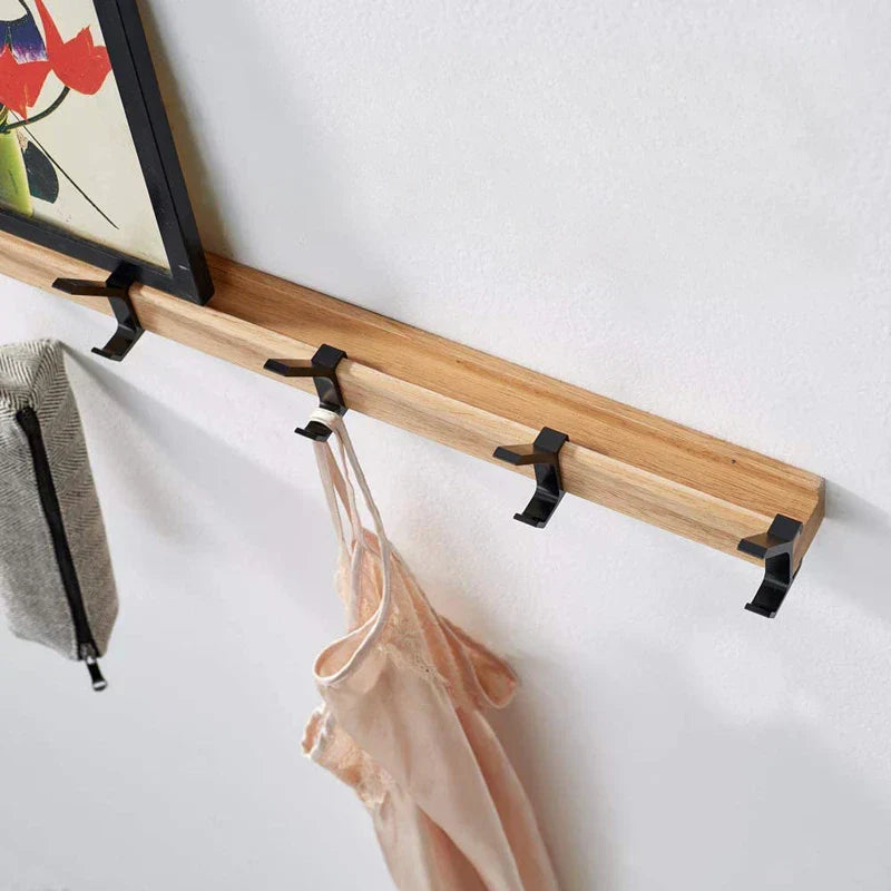 NordicFlex | Wandgarderobe Skandinavisch | Anpassbare Doppelhaken | Holz & Aluminium