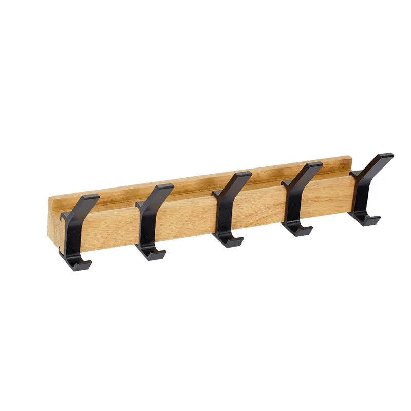 NordicFlex | Wandgarderobe Skandinavisch | Anpassbare Doppelhaken | Holz & Aluminium
