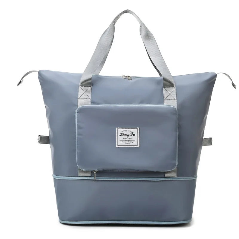 Packavia Faltbare Reisetasche | Wasserabweisend & Kompakt | Mit Trolley-Gurt & Nassfach | Oxford-Stoff