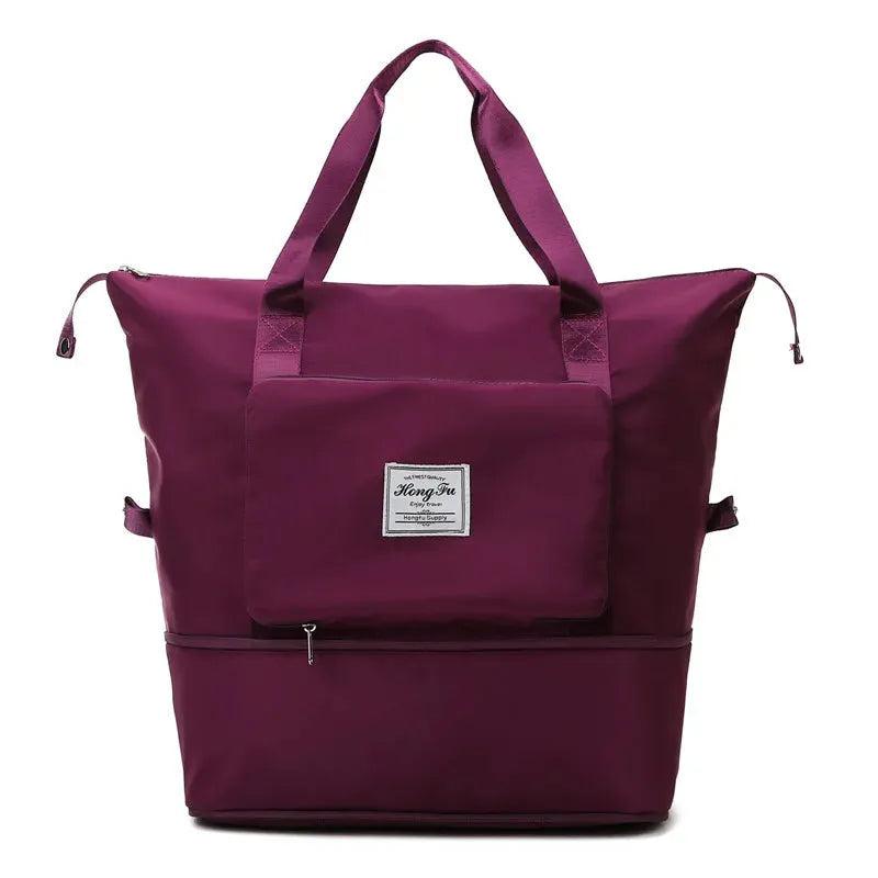 Packavia Faltbare Reisetasche | Wasserabweisend & Kompakt | Mit Trolley-Gurt & Nassfach | Oxford-Stoff