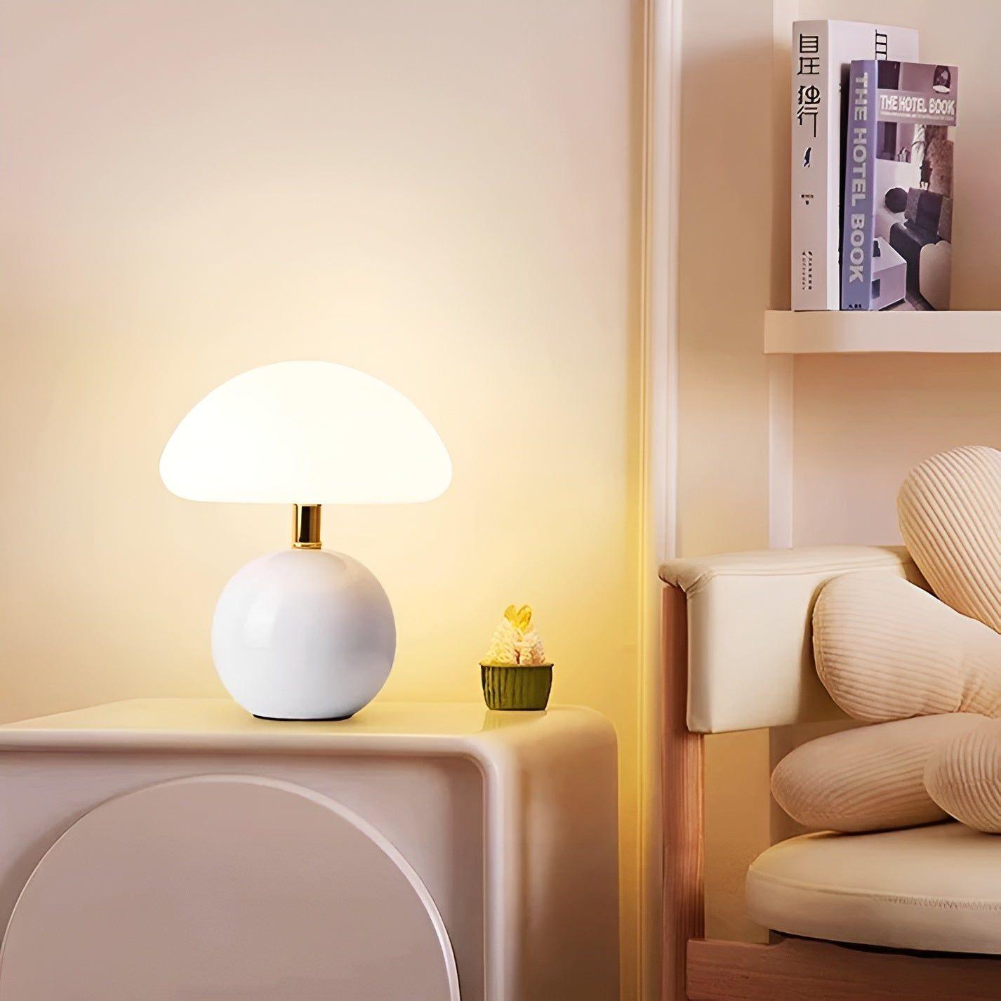 Ceralia Glow | Pilz-Tischlampe | Sanftes LED-Licht | Keramik & Acryl | Netzbetrieb