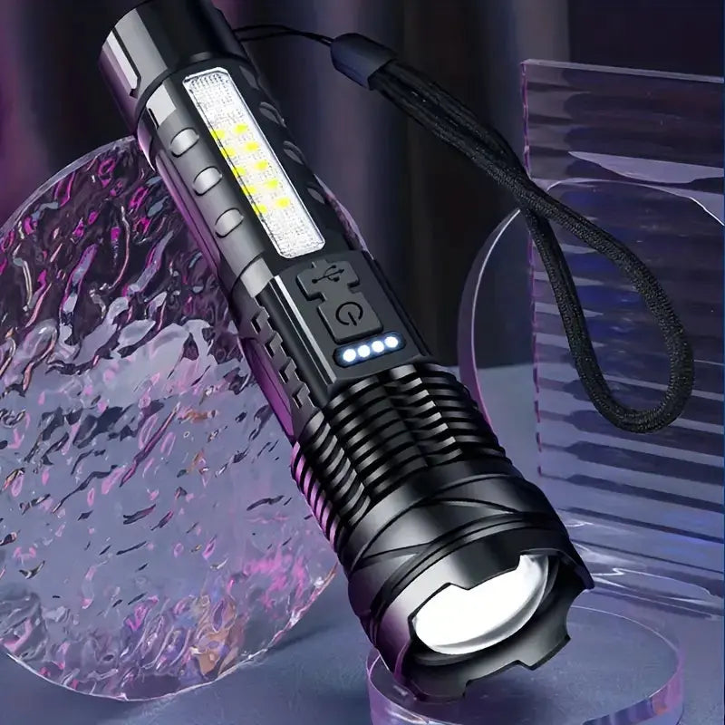 Voltaro LED Taschenlampe 5000 Lumen | XHP50 Chip & COB-Seitenlicht | USB-Aufladung | Outdoor & Notfall geeignet