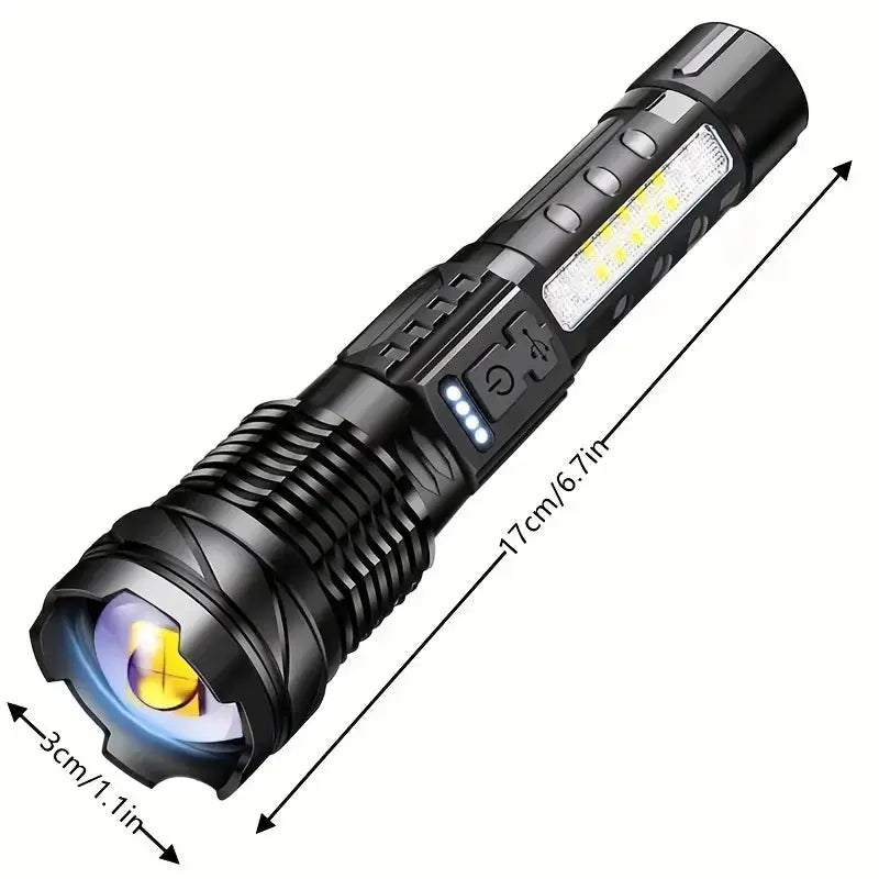 Voltaro LED Taschenlampe 5000 Lumen | XHP50 Chip & COB-Seitenlicht | USB-Aufladung | Outdoor & Notfall geeignet