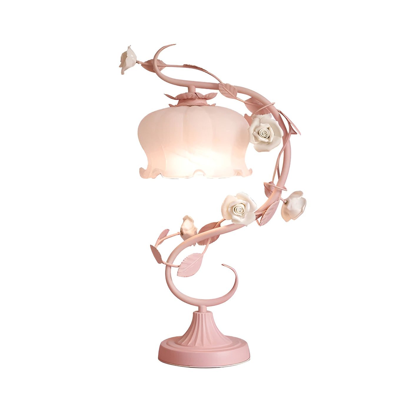 Floréva Bloom | Rosen-Tischlampe mit Glashaube | Romantisches Design | Für LED & E27-Fassung