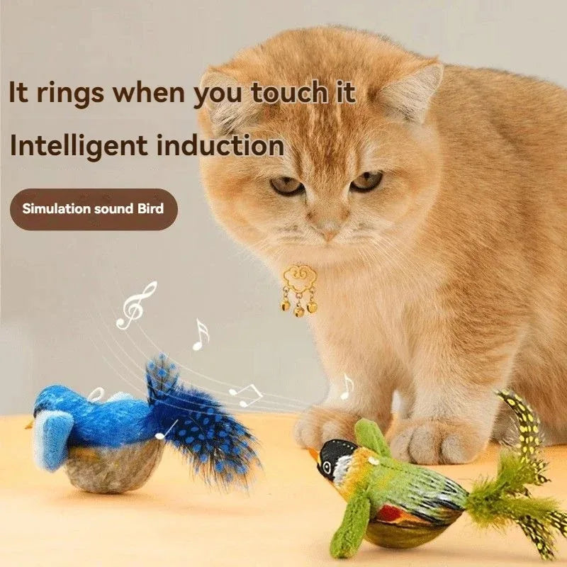 MeowJoy Katzenspielzeug | Realistische Vogelgeräusche | Interaktives Spielzeug | Fördert Bewegung & Intelligenz | Hochwertiger Plüsch