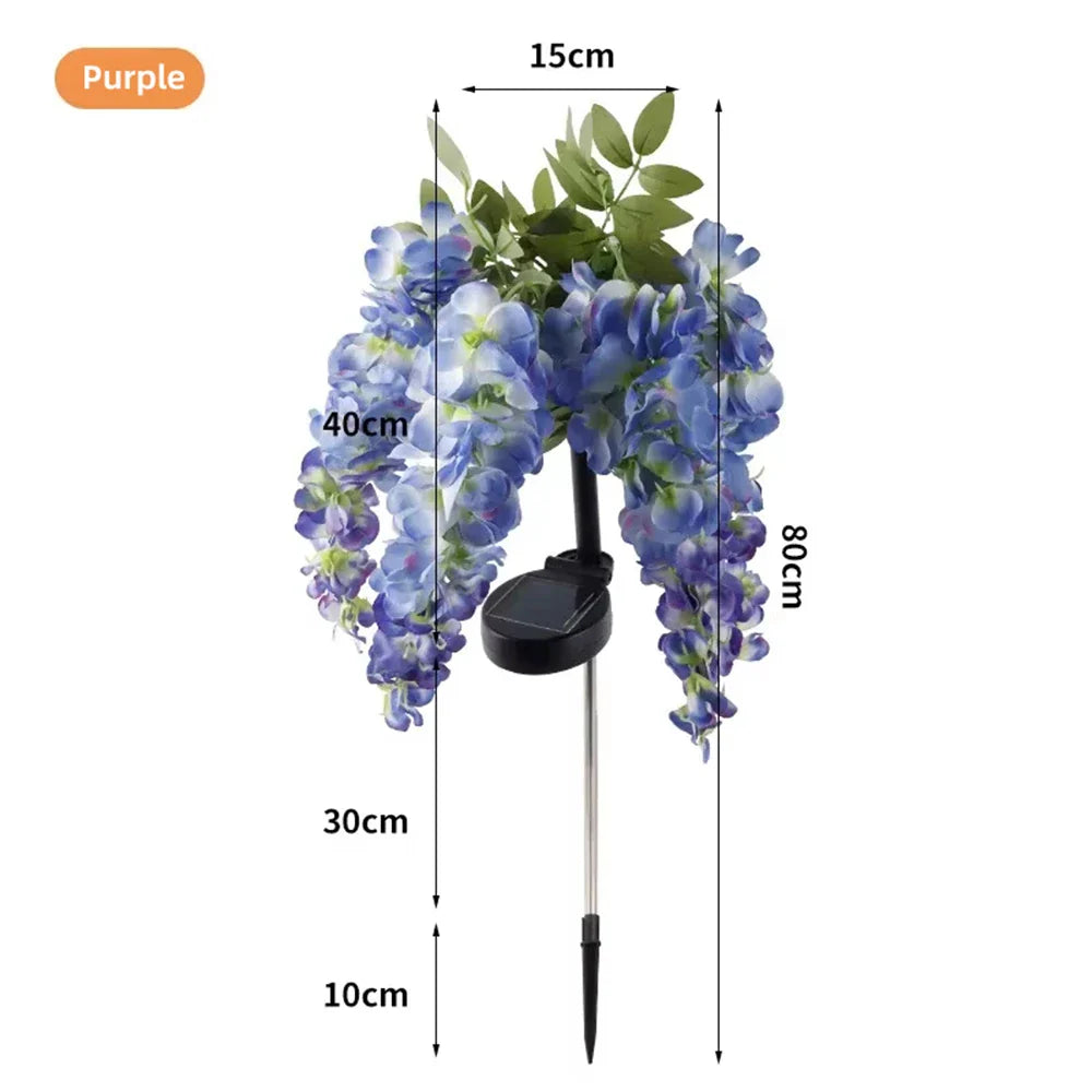 LumiBloom Solar Gartenleuchten | Wisteria-Design | Wasserdicht & Energieeffizient | 2 Lichtmodi