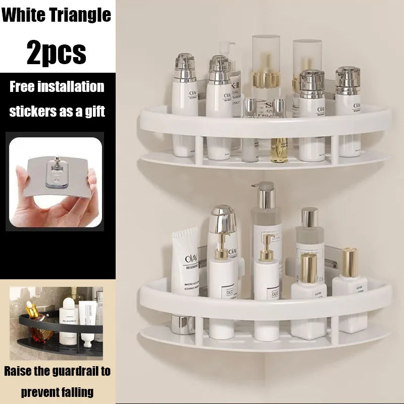 CornerLux | Eck-Duschablage ohne Bohren | Rostfrei & Platzsparend | Für Shampoo, Seifen & Badaccessoires