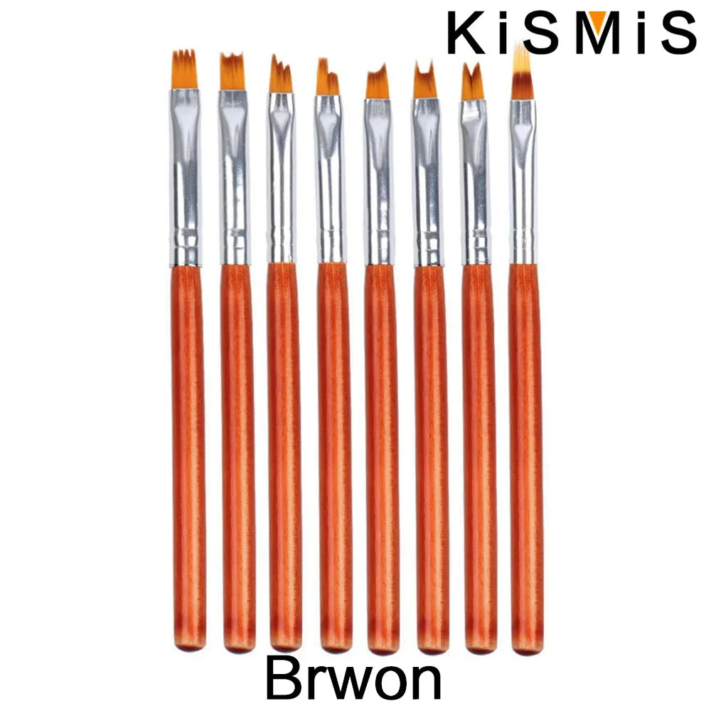 Nailina ArtBrush Set | 8-teiliges Pinselset | Für Feine Nail Art & Gel-Designs | Ergonomische Holzgriffe