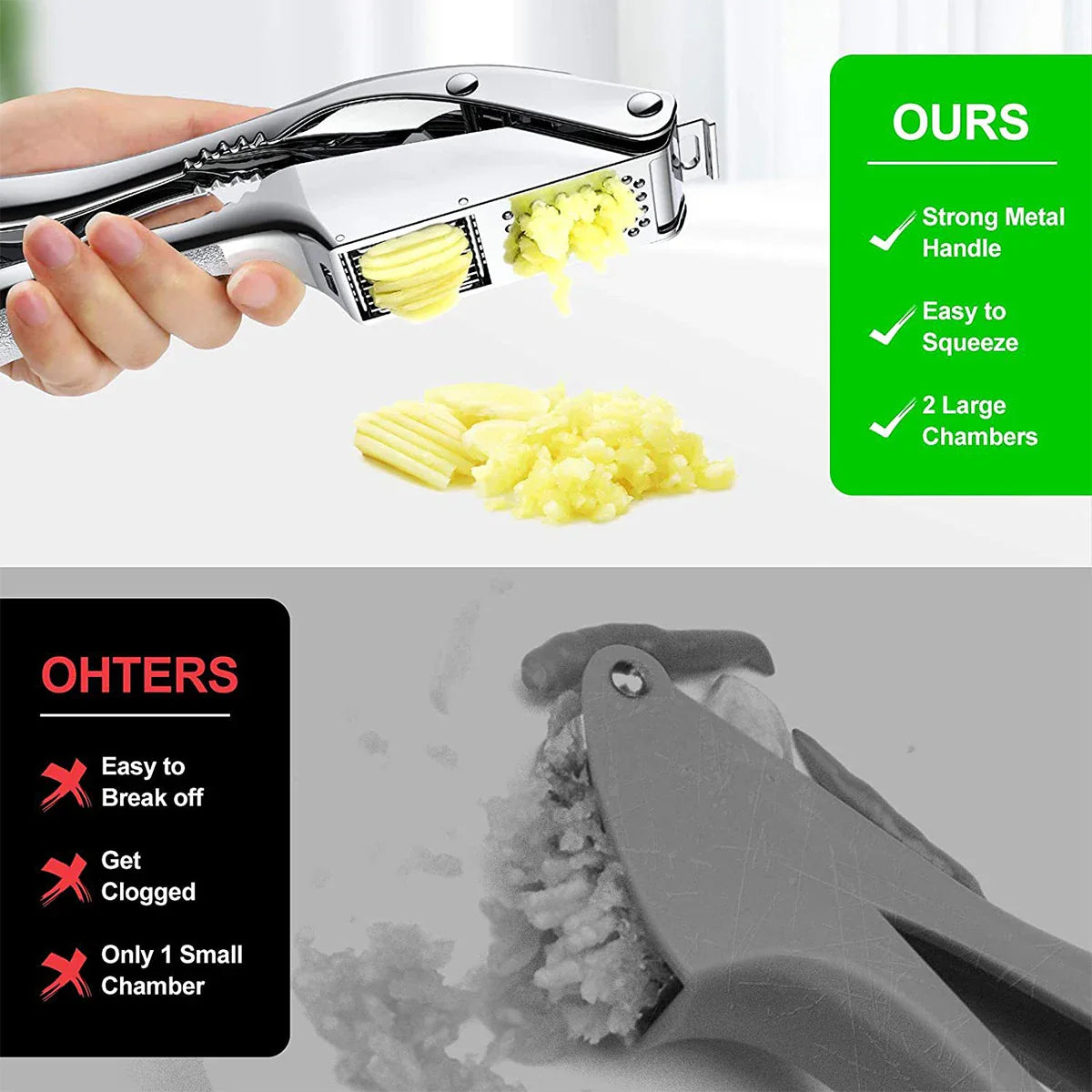 GarliMaster DuoPress | Knoblauchpresse | Langlebig & Ergonomisch | Edelstahl