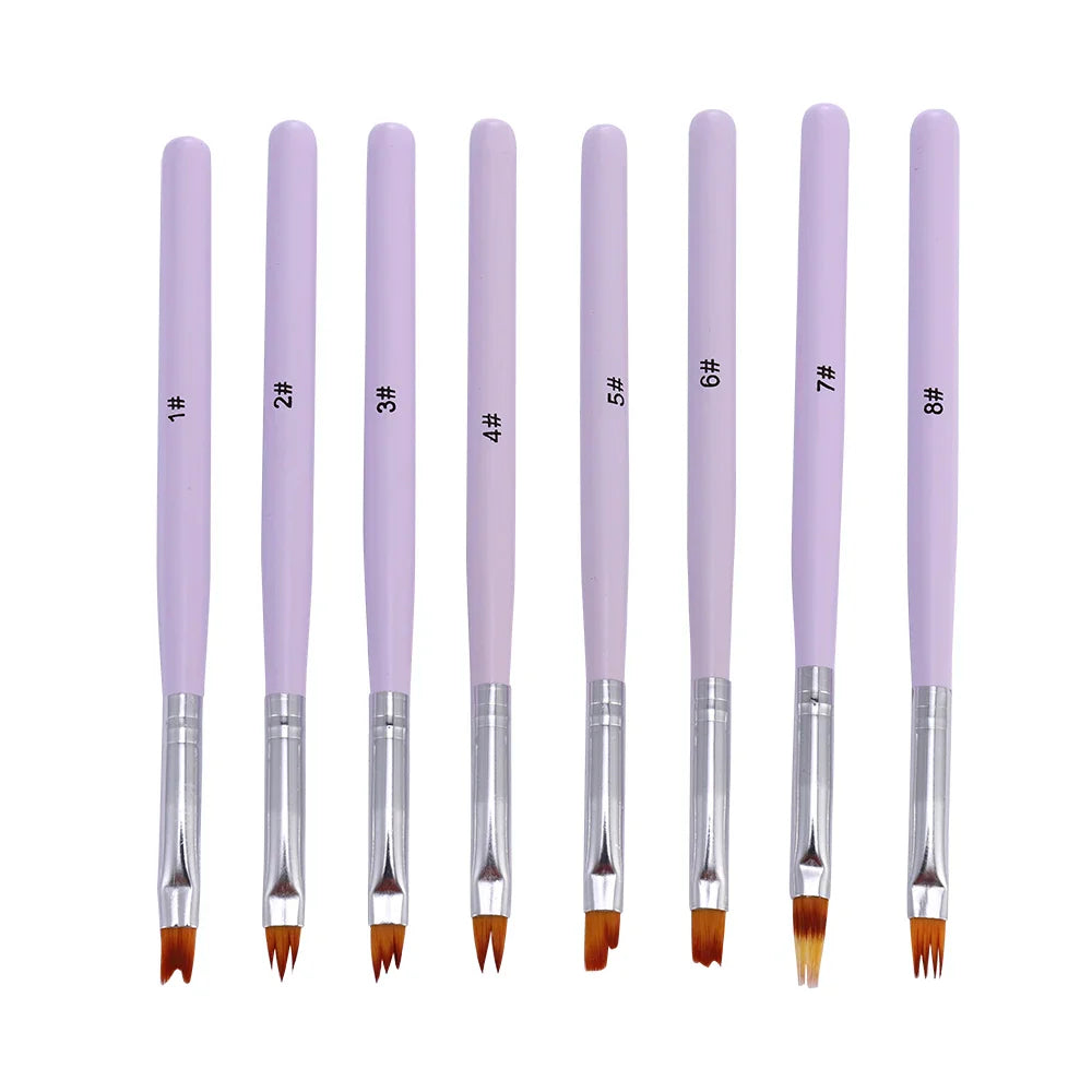 Nailina ArtBrush Set | 8-teiliges Pinselset | Für Feine Nail Art & Gel-Designs | Ergonomische Holzgriffe