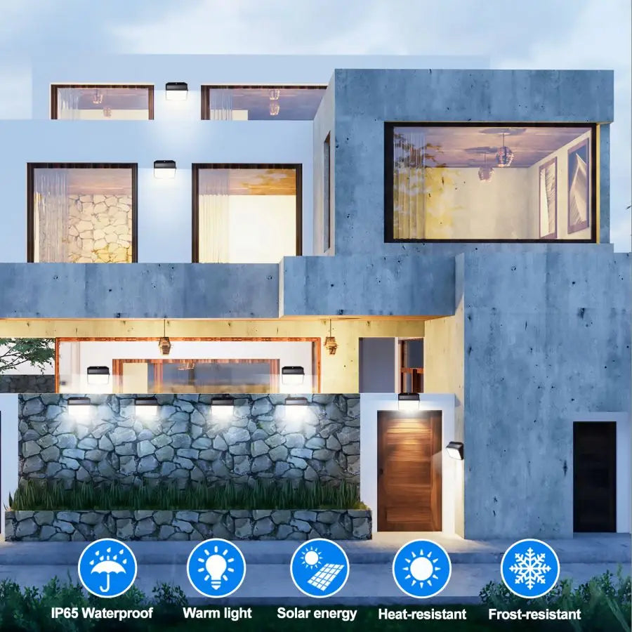 Solar Wandleuchte Lumivio | 208 LEDs mit Sensor | 3 Leuchtmodi & IP65 | Für Garten, Terrasse & Balkon