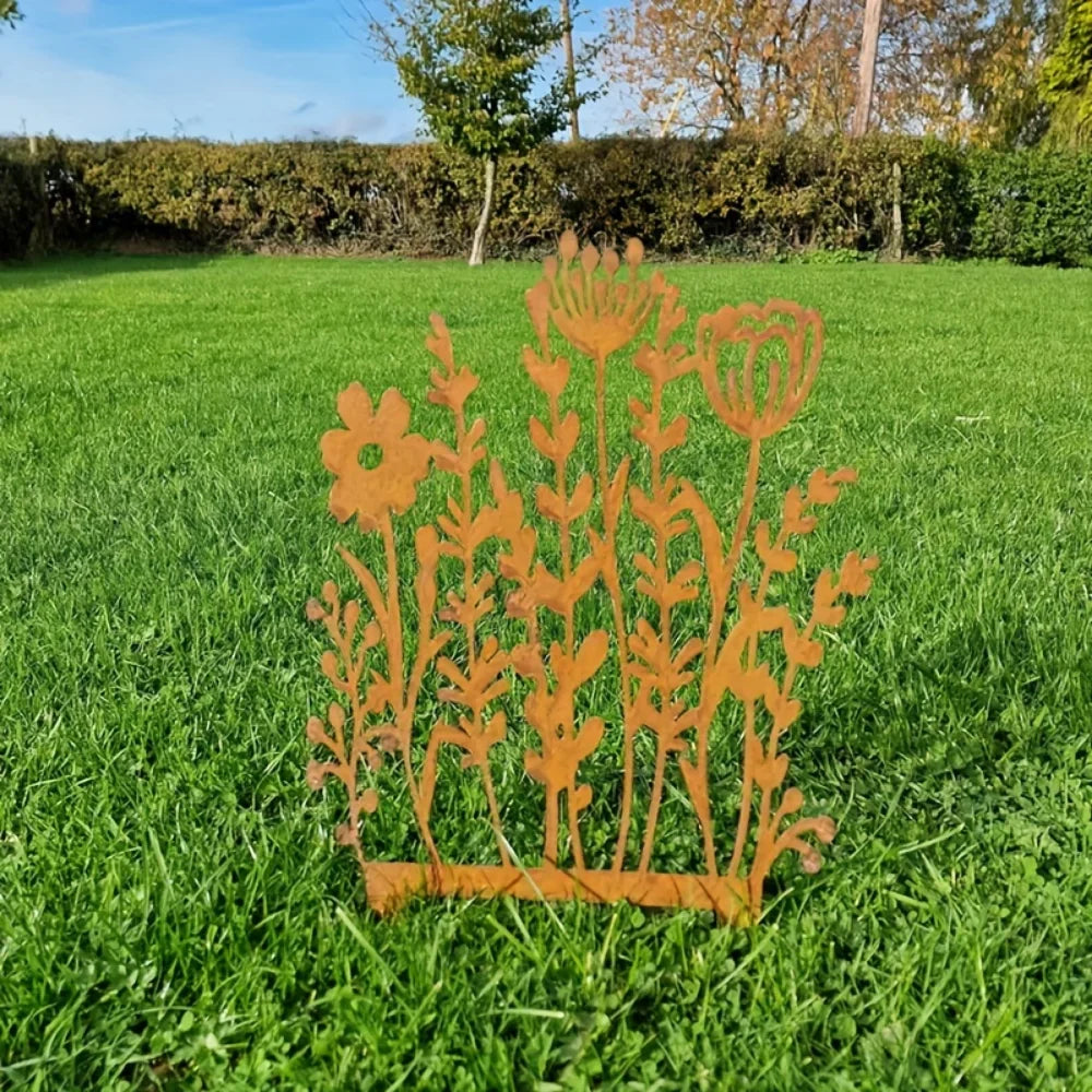 Rustiflora Gartenstecker | Metallblume Vintage Gelb | Für Wand & Beet | Deko Für Innen & Außen