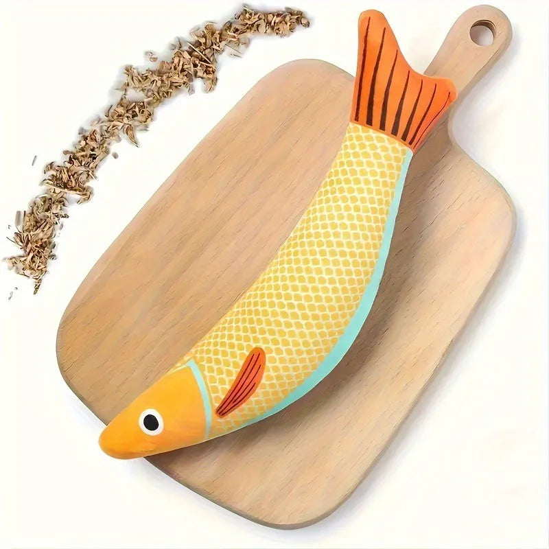 PlayFish | Interaktives Katzenspielzeug | 3D-Fischdesign | Mit Katzenminze | Weiches Plüschmaterial