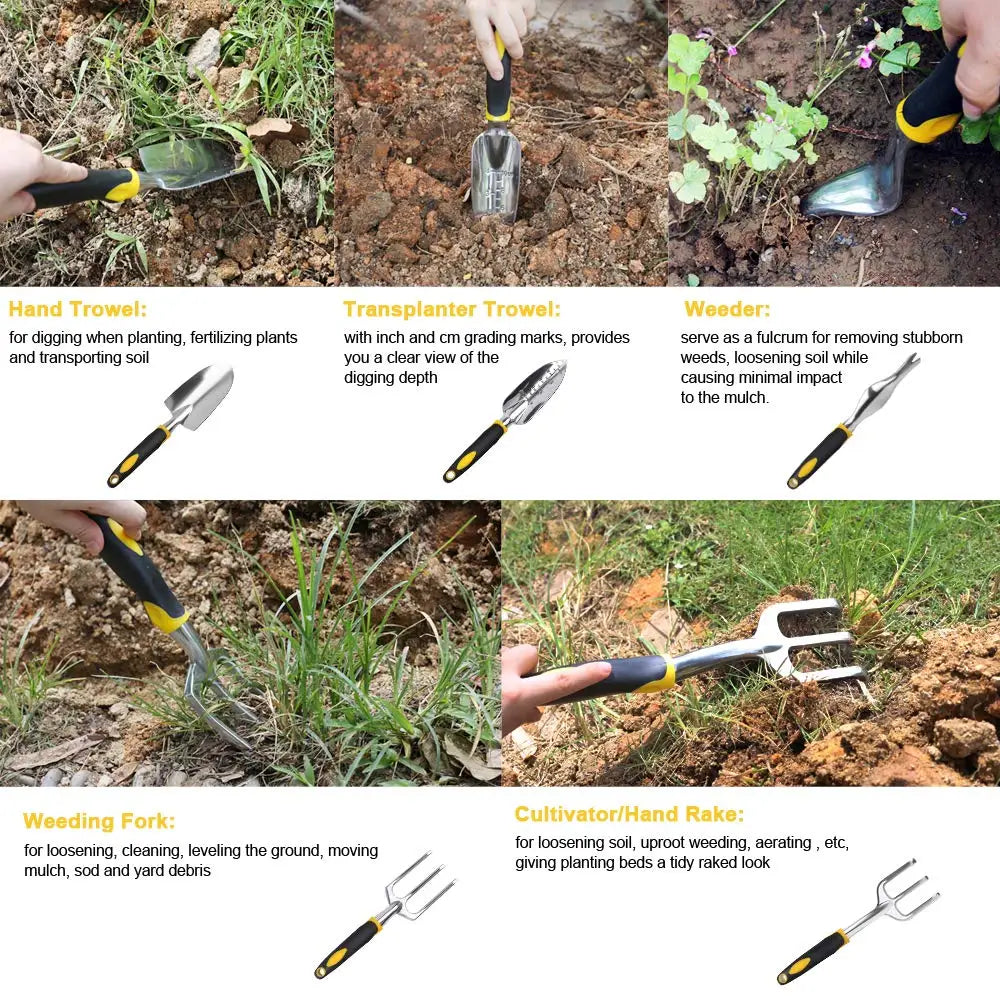 Plantiva Gartenwerkzeug Set | Edelstahl & Ergonomisch | Mit Handschuhen & Skala