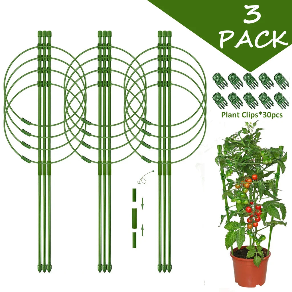 GrowFlex Tower | Höhenverstellbare Pflanzenstütze für Kletterpflanzen | Mit Clips & Anpassungsringe | Für Tomaten, Gurken & Blumen