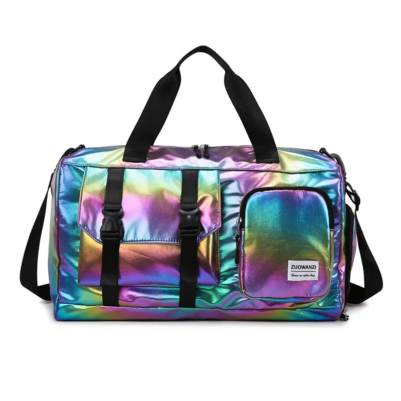 HoloTravel Holografische Reisetasche | Integriertes Schuhfach | Stylisches Design | Geräumig & Organisiert | Wasserabweisend | Perfekt für Reisen